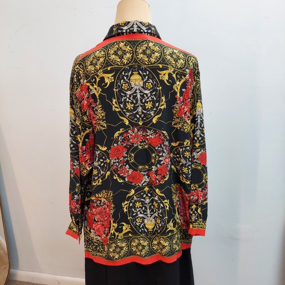 Cedars Long Sleeve Floral Silk Blouse, sz M - Picture 6 of 10